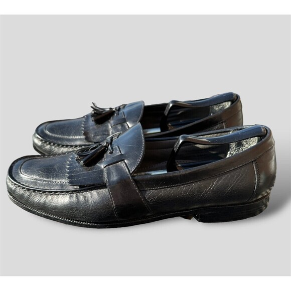 Vtg Florsheim Mens Kiltie Loafer Dress Shoes Black Leather Wingtip 10.5EEE Vtg Florsheim Mens Kiltie Loafer Dress Shoes Black Leather  main image 2